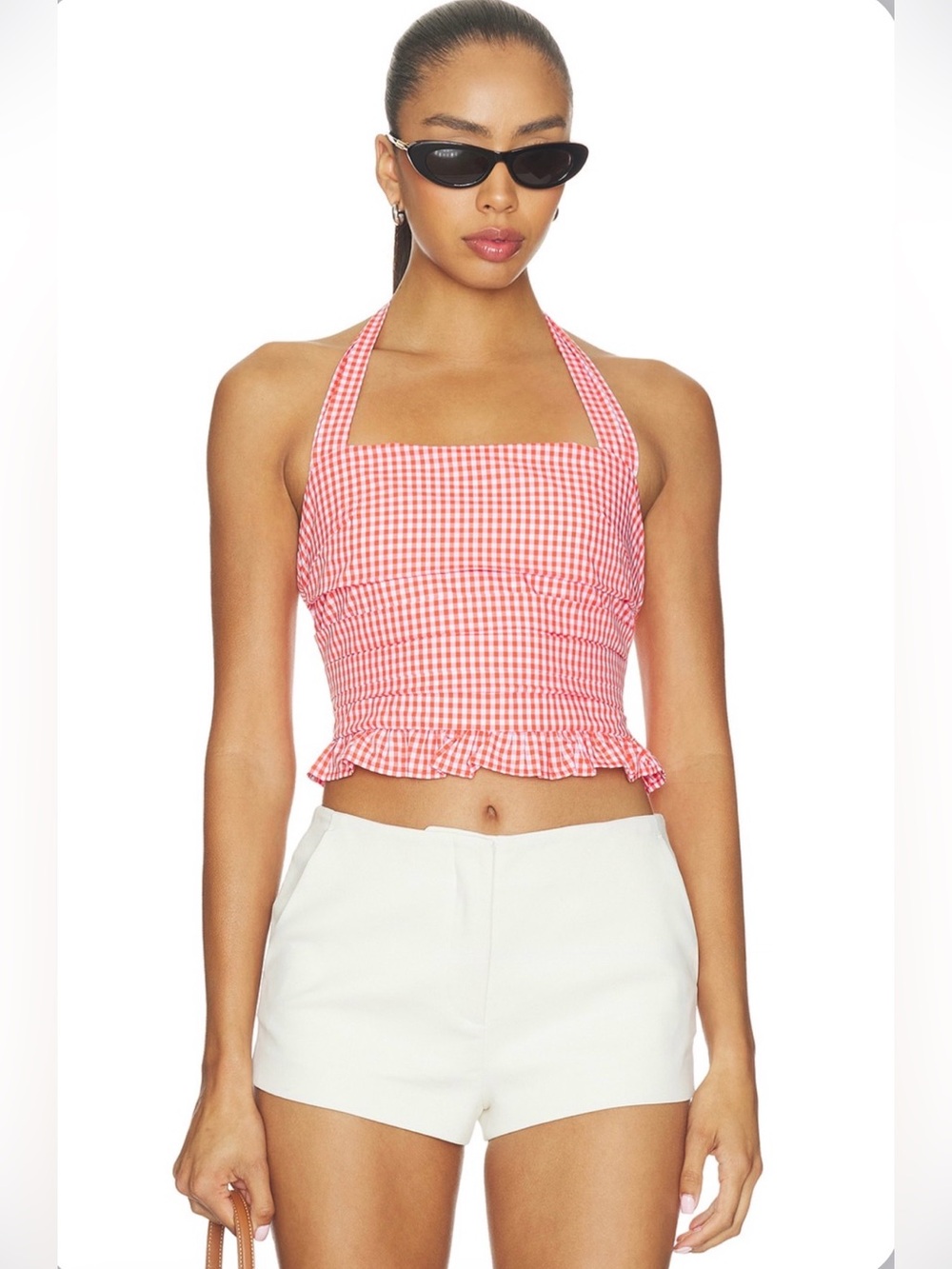 Elodie the Label Coraline Top in Coral Red Gingham Size Small